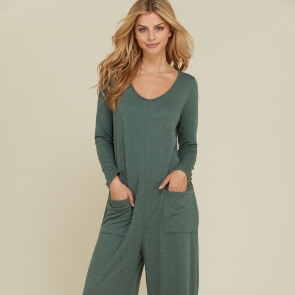 French Terry Wide Leg Romper, Plus